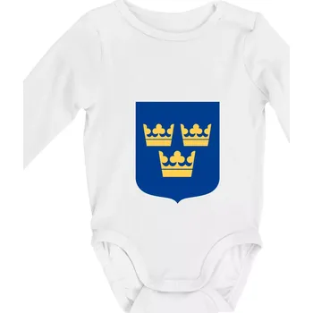 Kojenecký body Švédský znak tři korunky velký - Body kojenecké s dlouhým rukávem - Dlouhý r. do 3 měs ( Bílá )