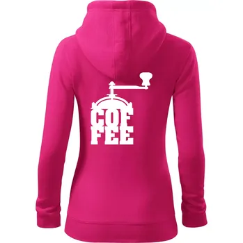 Dámská mikina Coffee mlýnek - Dámská mikina trendy zipper s kapucí - XL ( Purpurová )