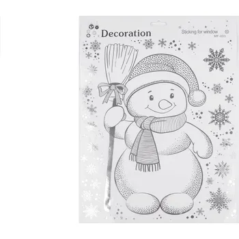Vánoční dekorace Vánoční okenní fólie samolepicí Varianta: 3 stříbrná sněhulák, Balení: 1 karta