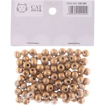 Dětské navlékací korálky Korálky 8mm, 109ks dřevěné, GOLD