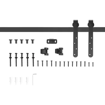 Dveřní kování HOMCOM Sada kování pro posuvné dveře 180 cm kompletní sada s kolejnicemi, válečky, zařízením proti seskoku uhlíková ocel