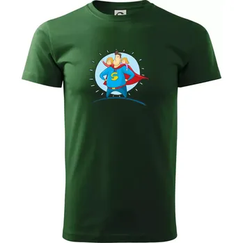 Pánské tričko Táta superman - holka a holka - Triko extra velké (5-8XL) - 7XL ( Lahvově zelená )