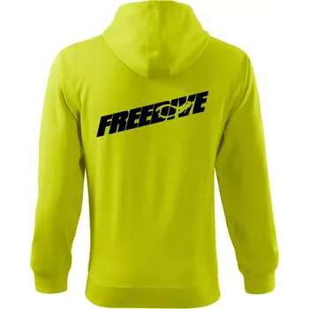 Pánská mikina Freedive - nápis s potápěčem - Mikina s kapucí na zip trendy zipper - 3XL ( Limetková )