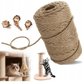 Sizalové lano 8mm 10m provaz na škrabadlo pro kočky přírodní EKO odolné