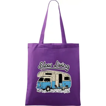 Slow living obytňák - Taška bavlněná - 42 x 38 cm ( Fialová )