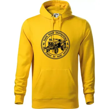 Pánská mikina Mistr improvizace starý traktor - Mikina pánská Cape s kapucí - 4XL ( Žlutá )