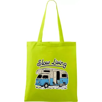 Slow living obytňák - Taška bavlněná - 42 x 38 cm ( Limetková )