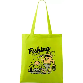 Fishing Time na výletě - Taška bavlněná - 42 x 38 cm ( Limetková )