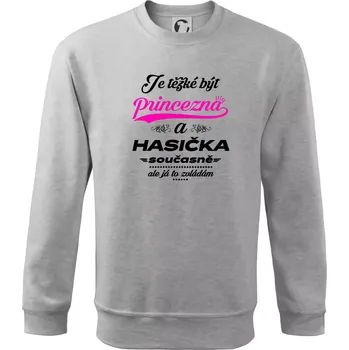 Chlapecké tričko Je těžké být princezna - Hasička - Mikina Essential dětská - 158 cm/12 let ( Světlešedý Melír )