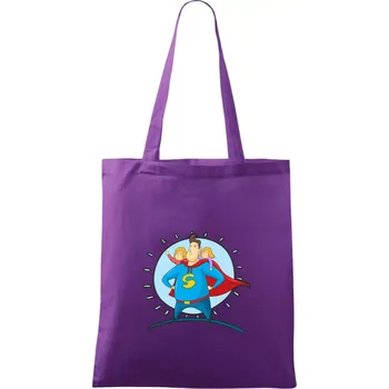 Táta superman - holka a holka - Taška bavlněná - 42 x 38 cm ( Fialová )