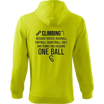 Pánská mikina Climbing beacause one ball - Mikina s kapucí na zip trendy zipper - L ( Limetková )