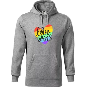 Pánská mikina Love wins srdce - Mikina pánská Cape s kapucí - 2XL ( Tmavě šedý melír )