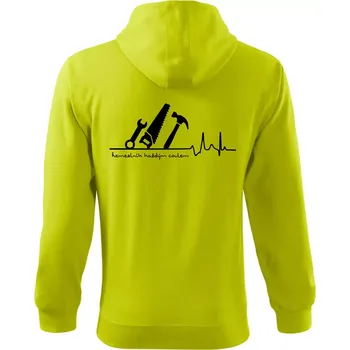 Pánská mikina Ekg řemeslník každým coulem - Mikina s kapucí na zip trendy zipper - 3XL ( Limetková )