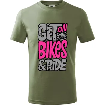 Get on your bikes - Tričko dětské bavlněné - 122 cm/6 let ( Khaki )