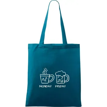 Monday - Friday - Coffee Beer - Taška bavlněná - 42 x 38 cm ( Petrolejová )