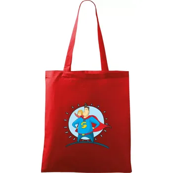 Nákupní taška Táta superman - holka - Taška bavlněná - 42 x 38 cm ( Červená )