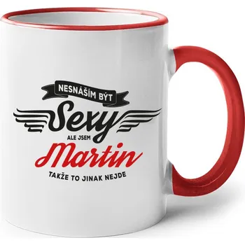 Hrnek Nesnáším být sexy, ale jsem ..., Barva Červená, Velikost 330 ml, Canvas Keramický hrnek s barevným uchem Bezvatriko.cz 0280