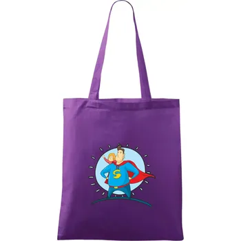 Táta superman - holka - Taška bavlněná - 42 x 38 cm ( Fialová )