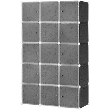 Šatní skříň HOMCOM Šatní skříň v designu kostky, 2 velké a 9 malých kostek, plast, kov, 111L x 47W x 183H cm, černá+bílá