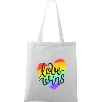 Love wins srdce - Taška bavlněná - 42 x 38 cm ( Bílá )