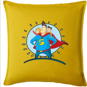 Polštář Táta superman - holka a kluk - Polštář 50x50 - 50x50 - Pouze potah ( Žlutá )