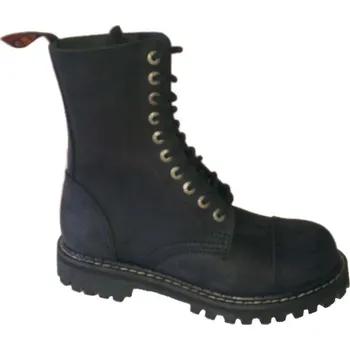 Moto obuv boty kožené KMM 10 dírkové crazy černé Velikost: 44