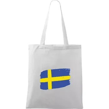 Nákupní taška Švédsko vlajka štětkou - Taška bavlněná - 42 x 38 cm ( Bílá )