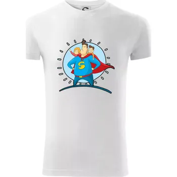 Pánské oblečení Táta superman - holka a kluk - Viper FIT - Pánské zůžené tričko - 2XL ( Bílá )