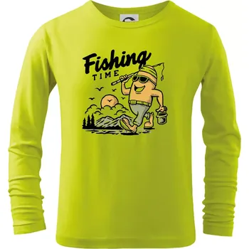 Dětská móda Fishing Time na výletě - Triko dětské Long Sleeve - 134 cm/8 let ( Limetková )