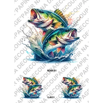 Umělecký papír Rýžový a soft papír na decoupage - Ryby - KB04031 Materiál: Soft, Rozměr: A4