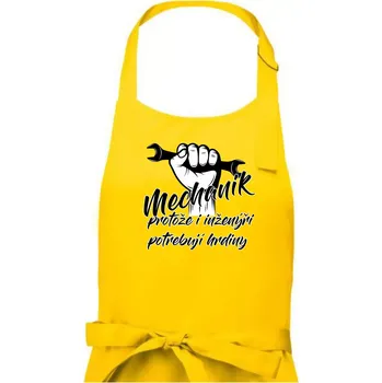 Kuchyňská zástěra Mechanik - i inženýři potřebují hrdiny - Pánská zástěra na vaření - Univerzální velikost ( Žlutá )