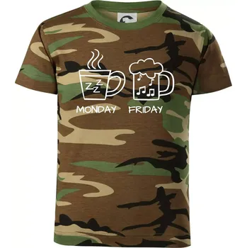 Monday - Friday - Coffee Beer - Dětské maskáčové triko - 104-110cm / 3-4 roky ( Hnědý maskáč )