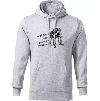 Pánská mikina Chci alespoň jednou pracovat s profíkama - Mikina pánská Cape s kapucí - 5XL ( Světlešedý Melír )