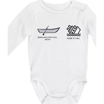 Řemeslnici postavili archu, fušeři Titanic - Body kojenecké s dlouhým rukávem - Dlouhý r. 3-6 měs ( Bílá )