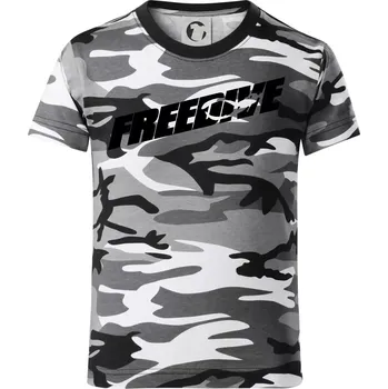 Chlapecké tričko Freedive - nápis s potápěčem - Dětské maskáčové triko - 122 cm/6 let ( Šedý maskáč )