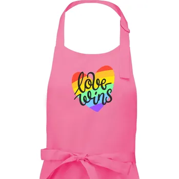 Kuchyňská zástěra Love wins srdce - Pánská zástěra na vaření - Univerzální velikost ( Růžová )