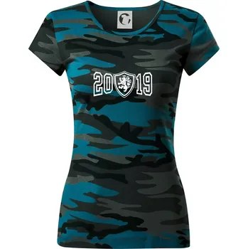 Dámské tričko Narozeninový motiv - znak - 2019 - Dámské maskáčové triko - L ( Petrolejová maskáč )