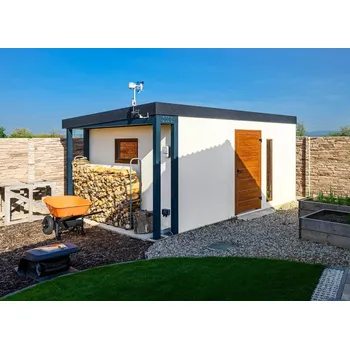 Zahradní domek GARDEON® Zahradní domek s oknem, světlíkem a přístřeškem 4 m x 3 m