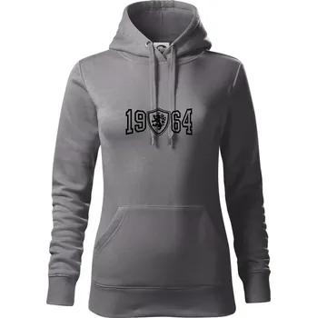 Dámská mikina Narozeninový motiv - znak - 1964 - Mikina dámská Cape s kapucí - L ( Ocelově šedá )