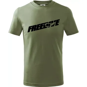Freedive - nápis s potápěčem - Tričko dětské bavlněné - 98 cm / 2 roky ( Khaki )
