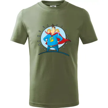 Táta superman - holka a holka - Tričko dětské bavlněné - 134 cm/8 let ( Khaki )