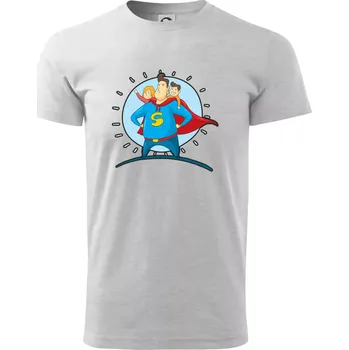 Pánské tričko Táta superman - holka a kluk - Triko extra velké (5-8XL) - 7XL ( Světlešedý Melír )