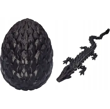 Figurka Dračí vejce s Drak - Kloubová figurka draka jako dárek, černá - inspirováno GOT/HotD