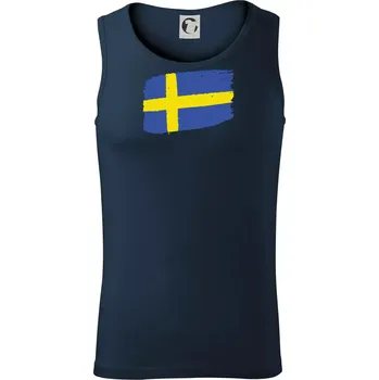 Švédsko vlajka štětkou - Tílko pánské Core - L ( Námořní modrá (velmi tmavá - téměř černá) )