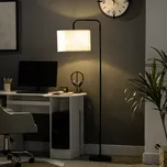 HOMCOM Stojací lampa s nožním spínačem, stojací lampa s látkovým stínidlem, ocel, bílá