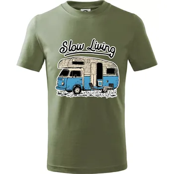 Dětská móda Slow living obytňák - Tričko dětské bavlněné - 146 cm/10 let ( Khaki )