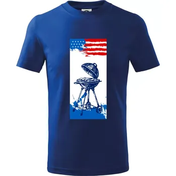 Chlapecké tričko USA BBQ draw grill - Tričko dětské bavlněné - 98 cm / 2 roky ( Královská modrá )