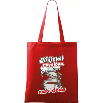 Nákupní taška Nejlepší rajskou vaří děda - Taška bavlněná - 42 x 38 cm ( Červená )