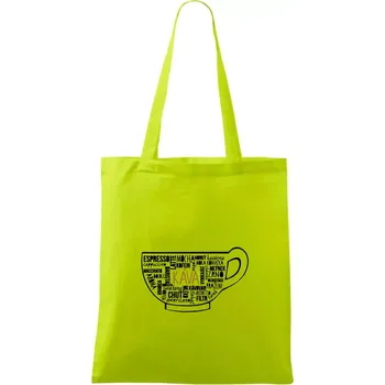 Káva - hrníček názvy - Taška bavlněná - 42 x 38 cm ( Limetková )