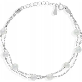 Náramek Stříbrný náramek s perlami, dvojitý, pro ženy ryzost 925